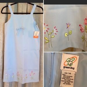 Green Dog 14 Sun Dress Blue Embroidered Spring Summer Easter
